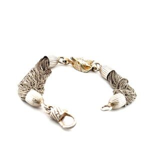 925 Sterling silver 888 AR marked braided bracelet with wolf or fox head 26.6G